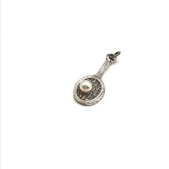Vintage 925 Sterling Silver Pearl Tennis Racket Sports Themed Charm Pendant