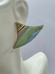 VTG Abstract Mountain Modern Art Statement Metal Pierced Earrings 1″