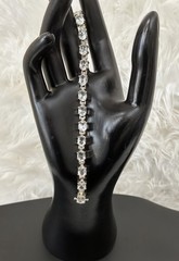 White Topaz Sterling Silver Oval Stones Prong Set Tennis Bracelet Thailand 7.4″