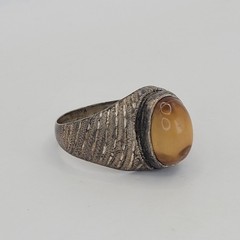 Vintage Men’s Persian 925 Sterling Silver Honey Agate Signet Ring Size 11.75