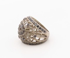 925 Sterling Silver Vintage Ring Classic Sapphire Openwork Band Sz 8 RG36391