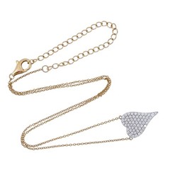 Vintage Gold-Tone Sterling Silver Cubic Zirconia Heart Pendant Necklace 16″-20″