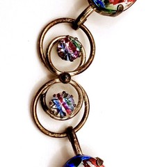 SILVER 835 FEINSTE RHEINKIESEL IRIS RAINBOW GLASS CAB BRACELET & EARRING SET