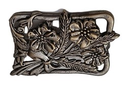 Vintage Silver Plate 2″ Pin Brooch Flowers Bouquet w Bow 1940s Jewelry Victorian
