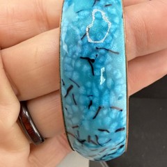 Vintage Matisse Renoir Bangle Bracelet Blue Enamel Signed 8.5”