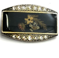 Vintage Pierre Bex Dried Flower Brooch French Art Deco Revival Trombone Clasp