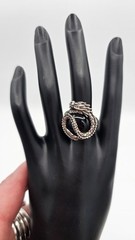 Sterling Silver Dragon Ring Black Onyx Orb Statement Gothic Fantasy Size 8 14g