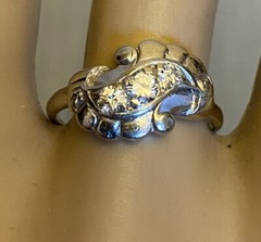 estate 14K White Gold Diamond Ring 50s MCM Swirl Natural 5-Stone .25ct size 7.5