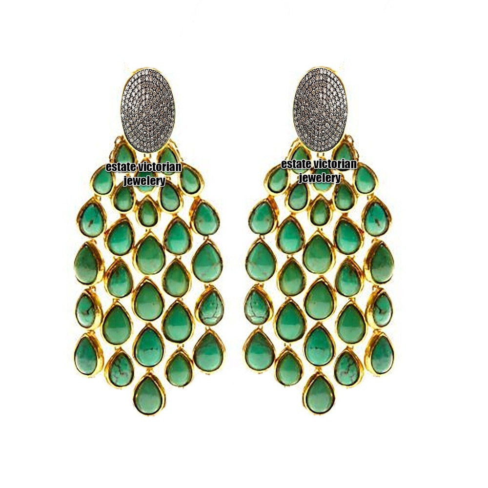 2.02Ctw Rose Cut Diamond Gemstone Studded Silver Vintage Amazing Earring Jewelry