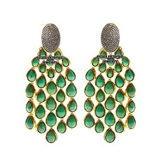 2.02Ctw Rose Cut Diamond Gemstone Studded Silver Vintage Amazing Earring Jewelry