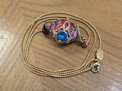 Miriam Haskell Enamel Egg Necklace 29 in with stones Nice statement piece