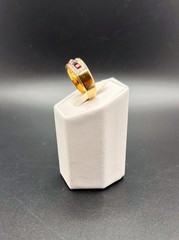 Vintage LS Louis Stern Gold Tone Ring Sz 9.75 Multicolor Rhinestones