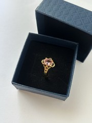 Vintage Pink Cubic Zirconia Ring Gold Plated Womens Size 6.5