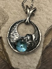 36. AICC 96 925 Sterling Fairy Angel iridescent Glass Orb Pendant Necklace 24″