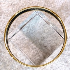Vintage Hermes Enamel Bangle Bracelet Green Enamel Hibiscus Gold Rim 65 w/Case