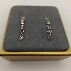 Vtg 3.42g Sterling Silver 925 Marcasite Long Dangle Drop Earrings