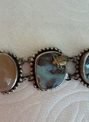 Vintage Stephen Dweck One Of A Kind Chunky Bracelet 925 Sterling Silver w/Gems