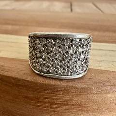 VTG SETA Cluster Ring Size 7.75 Clear Cubic Zirconia 925 Sterling Silver 9.5g