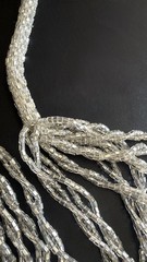 Antique 1920s Art Deco Silver Lined Glass Seed Bead Sautoir Lariat Necklace 48”!