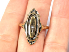 Avon Kensington Gold tone Rhinestone Ring Victorian Revival Size 8.5 Vtg 1976