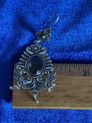 Vintage Estate Sterling Silver & Glass Handmade Chandelier Pierced Earrings Big