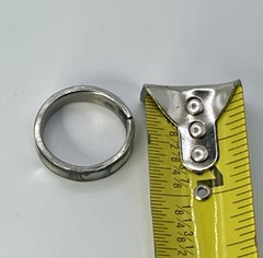 Vintage Stainless Steel 8mm Abalone Shell Inlay Wedding Band Ring 0.5” Wide