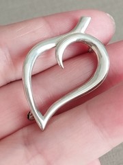 Vintage Tiffany & Co. Sterling Silver Open Leaf Brooch Pin Safety Clasp ©1989