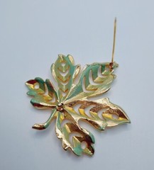 Vintage Maple Leaf Articulated Leaves Shiny Gold Tone Large Brooch Pin
