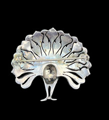 Peacock Brooch Sterling Paste Antique Art Deco Enamel