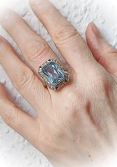 Original German Art Deco Period 1930s Aquamarin Colour Spinel 835 Silver Ring