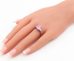 925 Sterling Silver Vintage Ring Classic Pink & White Topaz Band Sz 7 RG36851