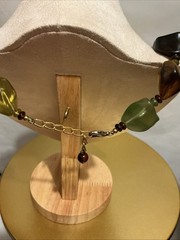 Adjustable Choker Princess Necklace Facet Green Amber Bead Lucite Acrylic Resin