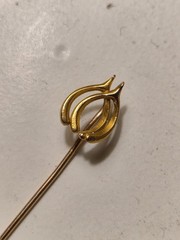10K – 12K Yellow Gold Double Wishbone Good Luck Antique Stick Pin .72g