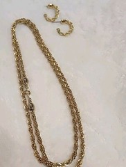 Trifari Gold-Tone 30in rope necklace and Post hoop earrings