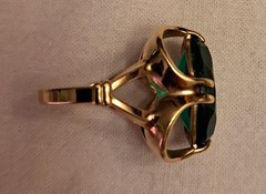 Vintage Vargas Cocktail Ring Necklace Set 18 KT H.G.E. Emerald Green Gold