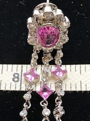 Vintage 925 Sterling Silver Pink Topaz Cubic Zirconia Earrings