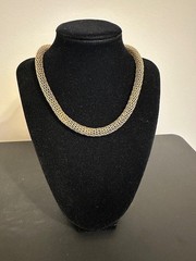 Vintage Chunky Link Mesh Chain Collar Necklace 16-18 ” Adjustable