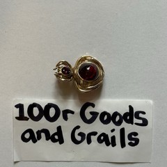 Vintage 14K Yellow Gold Rhodolite Garnet Spider Beetle Insect Brooch Pendant
