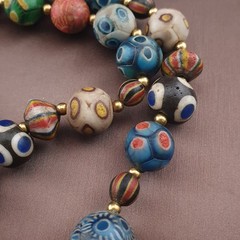 Ancient Venetian Style Mix Gabri Glass Beads Necklace 26in 10.7–13.7mm