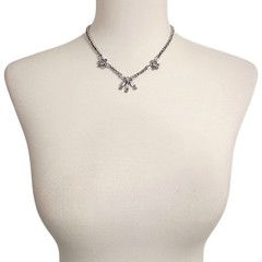 Vintage Baguette Rhinestone Statement Necklace Silver Tone Bridal Glam Hollywood