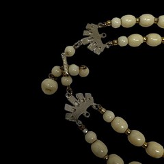 Vintage Yellow Beaded Necklace with Gold Spacer Beads Made in Hong Kong