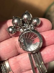 Vintage Slide Bracelet With Ball Dangles , Silver Tone