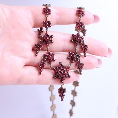 NO TARIFF Antique Bohemian Garnet Necklace Collier Tombac Gilded