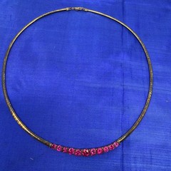 VTG Sterling Silver Ruby Colored Choker Necklace Signed BB ~14.58g ~17″ Korea
