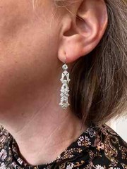 4.00Ct Art Deco Style Lab Craeted Diamond 14K White Gold FN Drop/Dangle Earrings