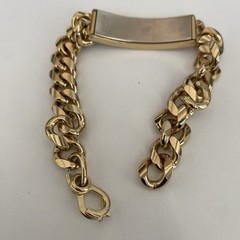 Mens ID Bracelet engraved “KIM” Gold Tone Heavy Chunky Vintage Cuban Link 1/2”W