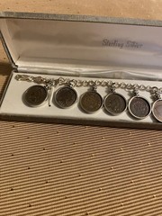Indian Head Pennies Each Are Enclosed In A Bezel Attached To 925 Italy Bracelet