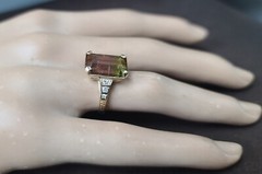 Vintage 14k Yellow Gold Engagement Ring 7.73CT. Natural Bio Tourmaline