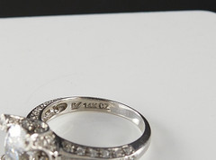 Vintage Solid 14K White Gold Ring CZ Cluster Engagement Cocktail Fine Jewelry