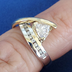 ORIGINAL EARTH MINED Triangle DIAMOND Engagement Ring SOLID 14K GOLD Solitaire 6